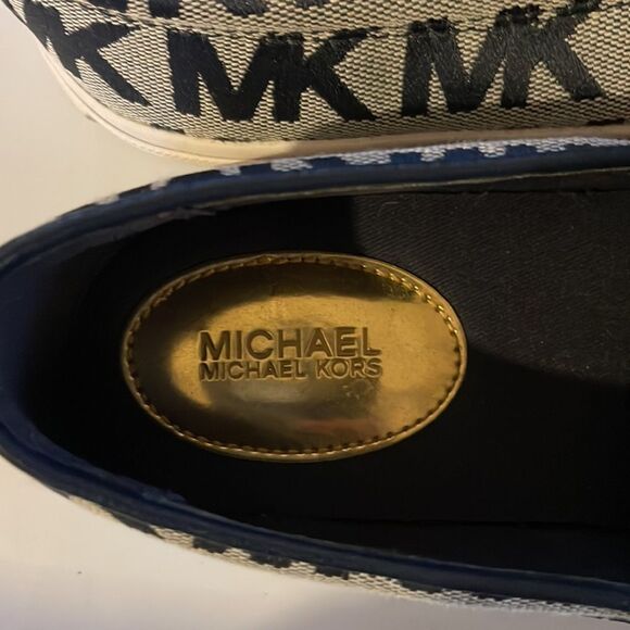 Michael Michael Kors Keaton Slip On Signature Logo Sneakers Navy Blue White 6.5 - Picture 9 of 14